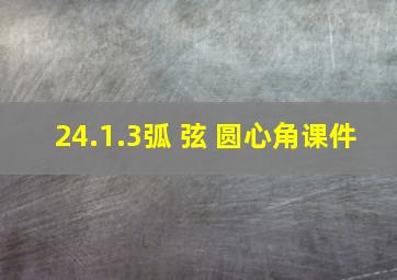 24.1.3弧 弦 圆心角课件